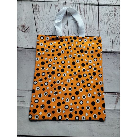 Halloween black orange white circle trick or treat bag handmade - Picture 1 of 7